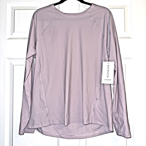 Athleta Ultimate Train Top NWT Large Long Sleeve Lavender High Neck Workout Top - Picture 1 of 10